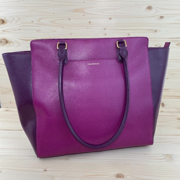 Vera Bradley Handbags - Vera Bradley Purple Pebbled Leather Large Zip Tote
